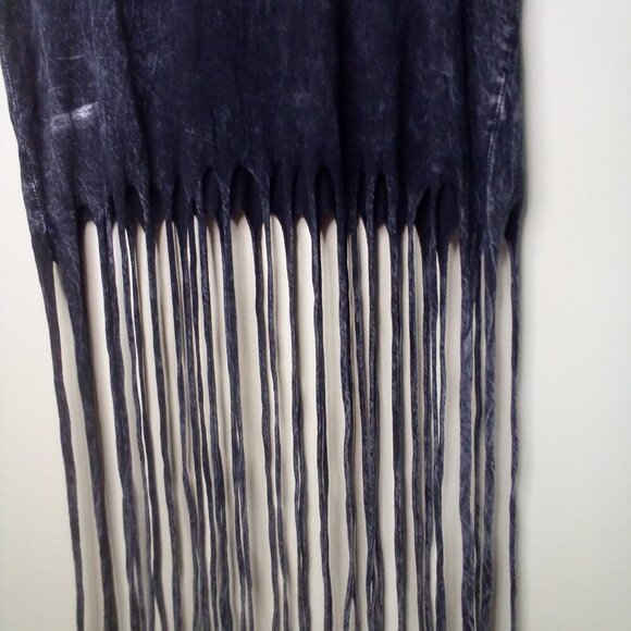 Forever 21 Shirt Juniors L Sleeveless Long Fringe Hem Black Gray - Picture 7 of 12